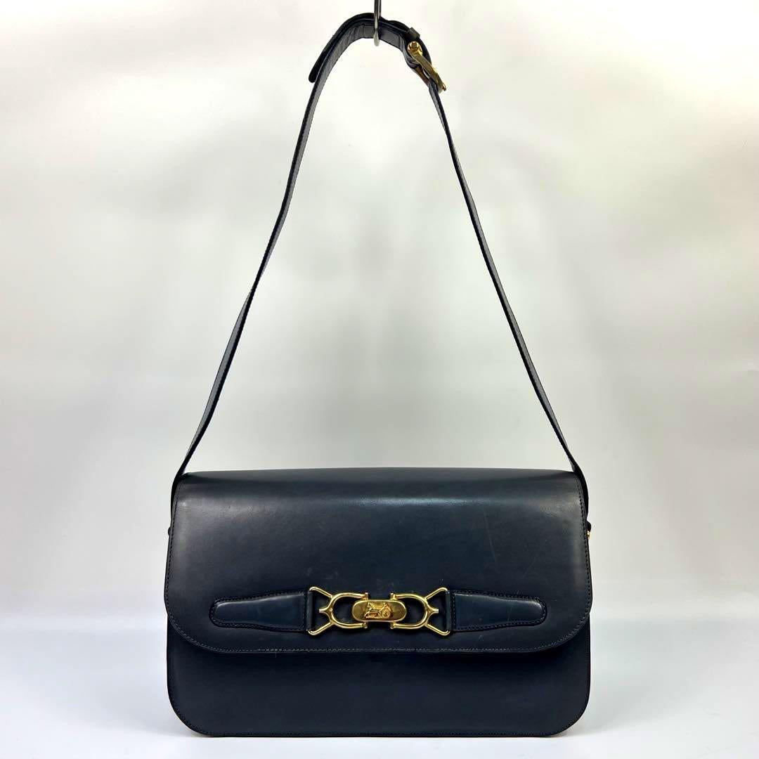 CELINE Black x Gold Horse Carriage Crossbody Bag