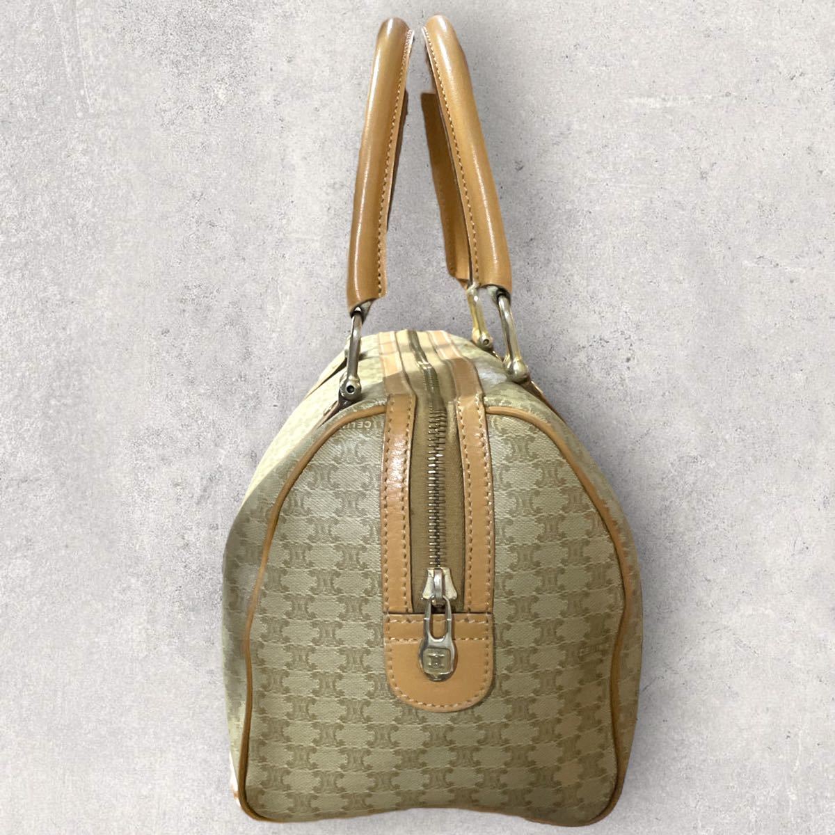 CELINE Beige Macadam Monogram Small Two-way Boston