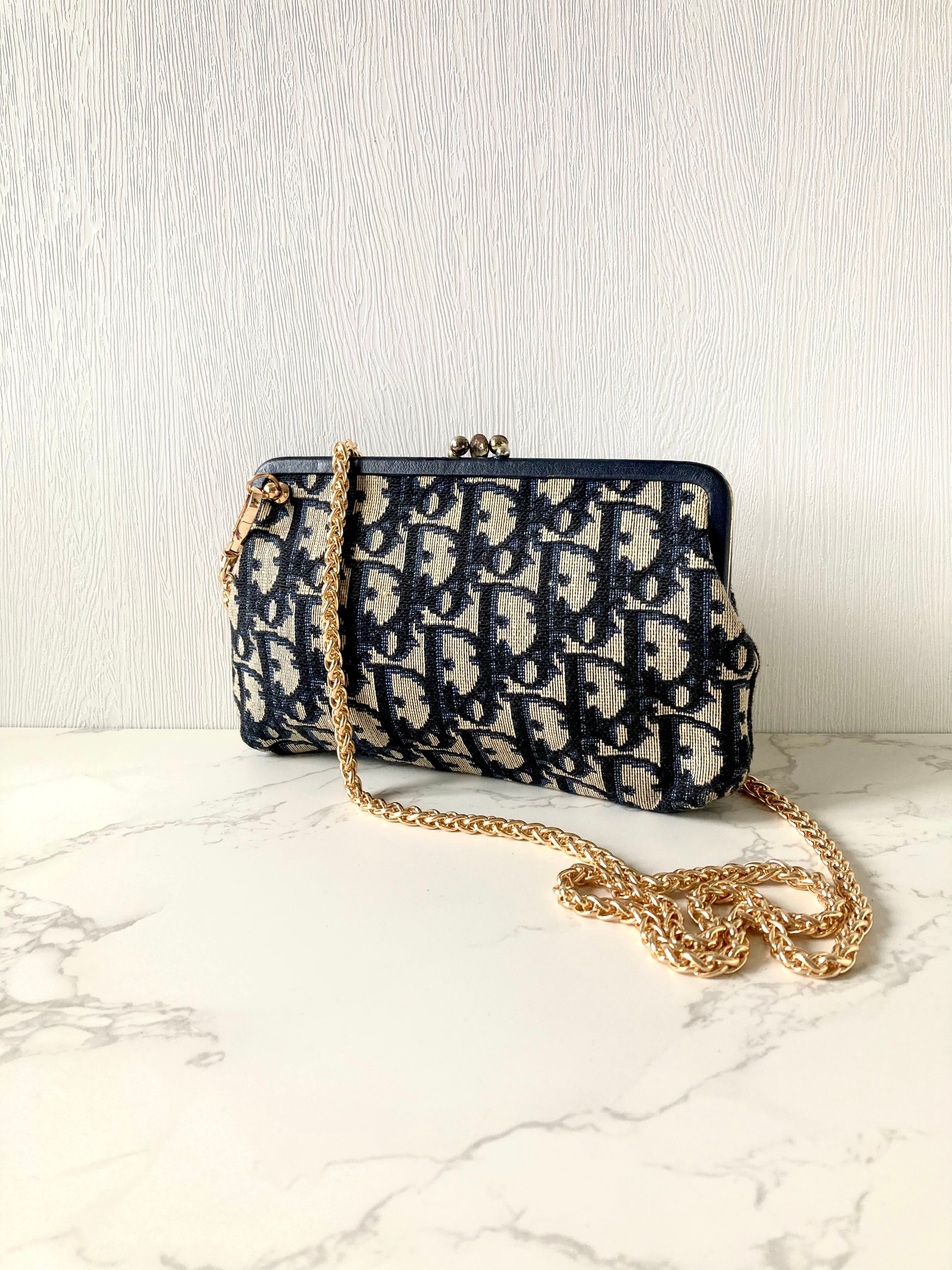CHRISTIAN DIOR Navy Trotter Mini Pouch Crossbody