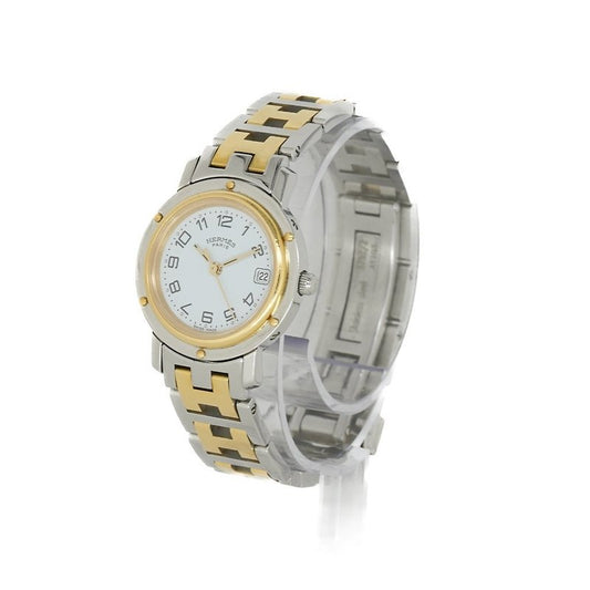 HERMES 金銀色Clipper Watch H扣鏈帶男女裝手錶腕錶