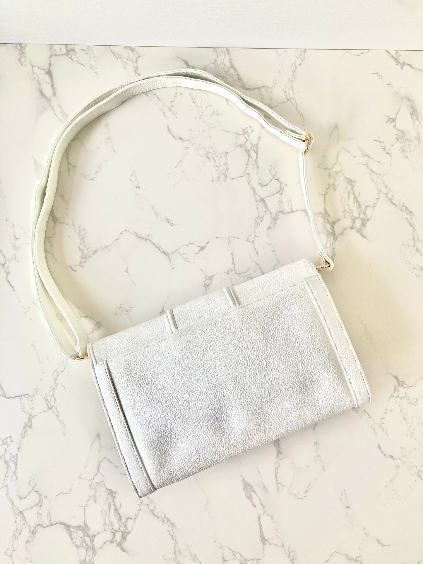 YVES SAINT LAURENT Signature White Logo Shoulder / Crossbody Bag