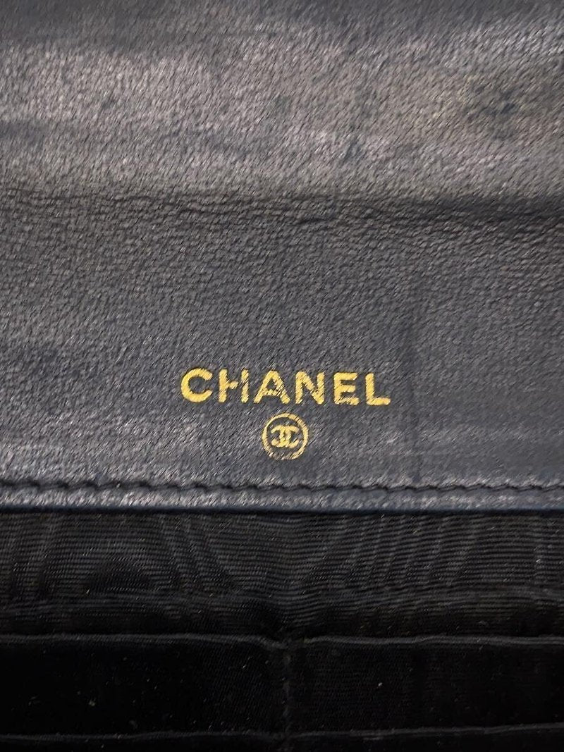 CHANEL 稀有黑色魚子醬鏈條帶WOC/側背包/斜背包