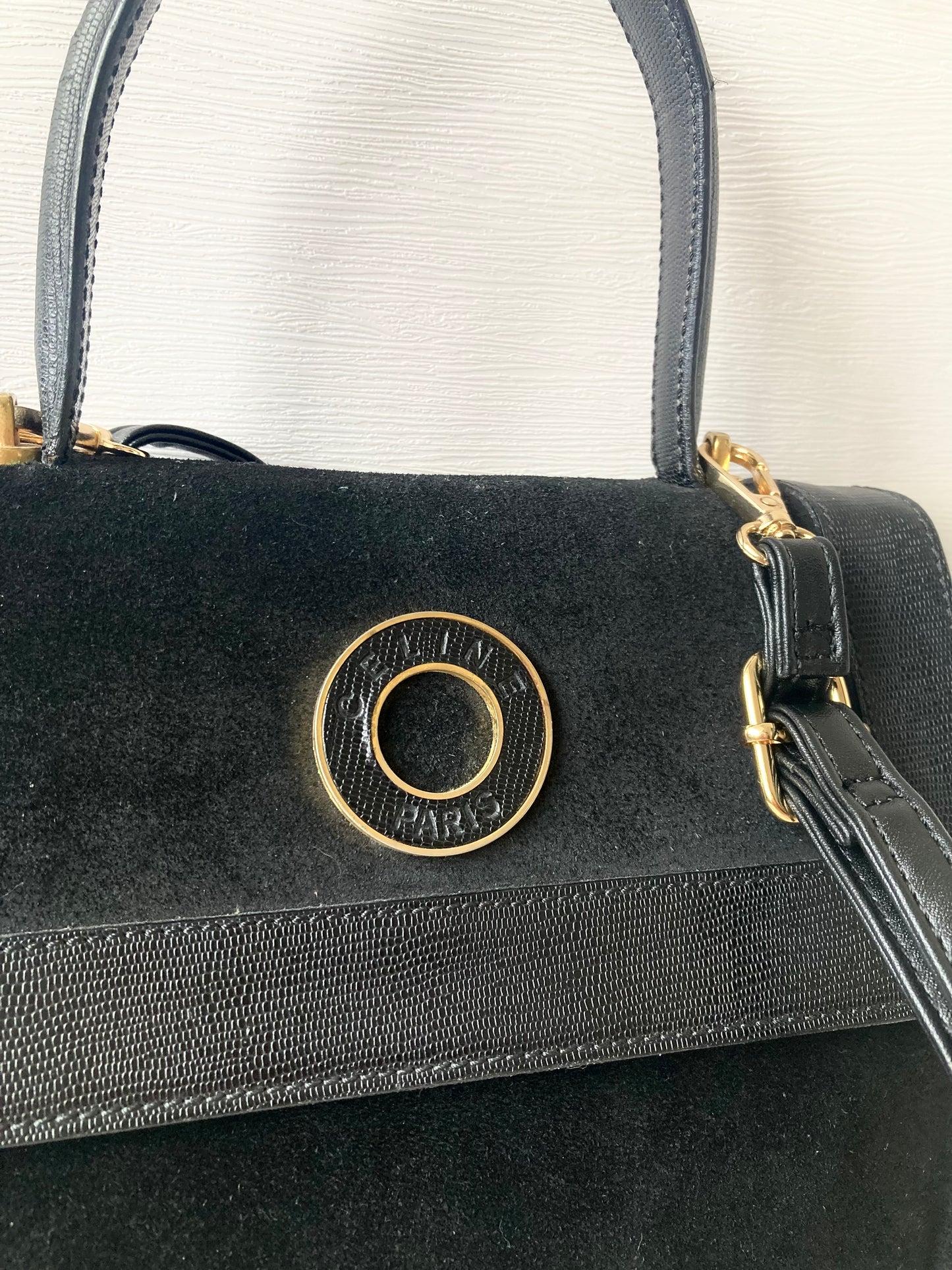 CELINE Rare Black x Gold Ring Two-way Bag