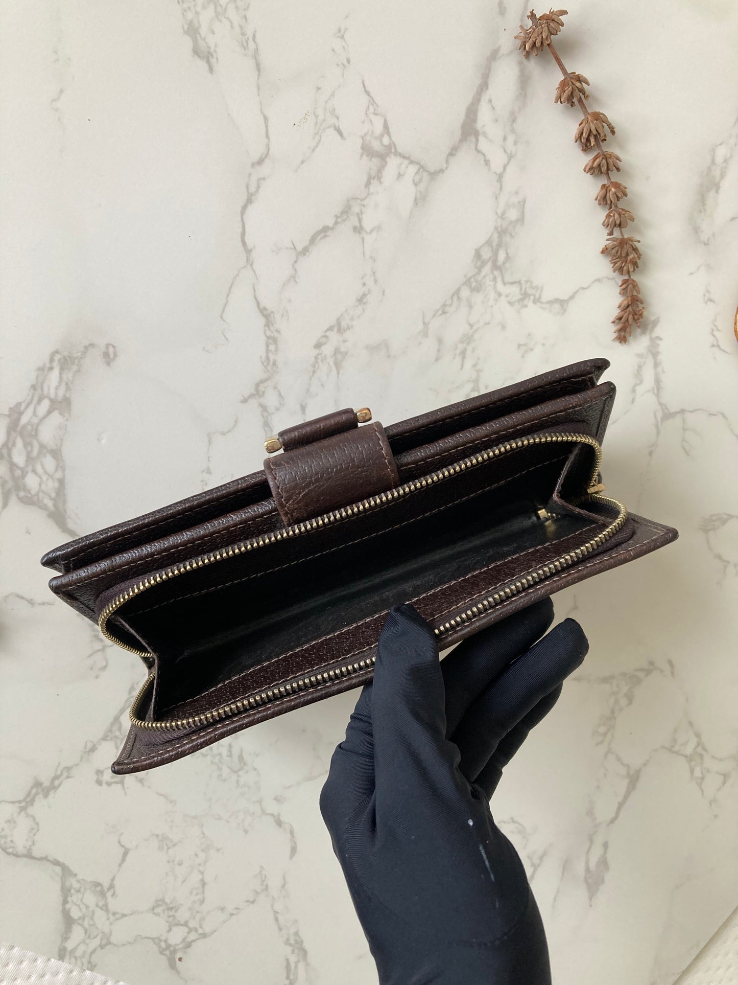 GUCCI Classic Brown Monogram Bi-fold Long Wallet