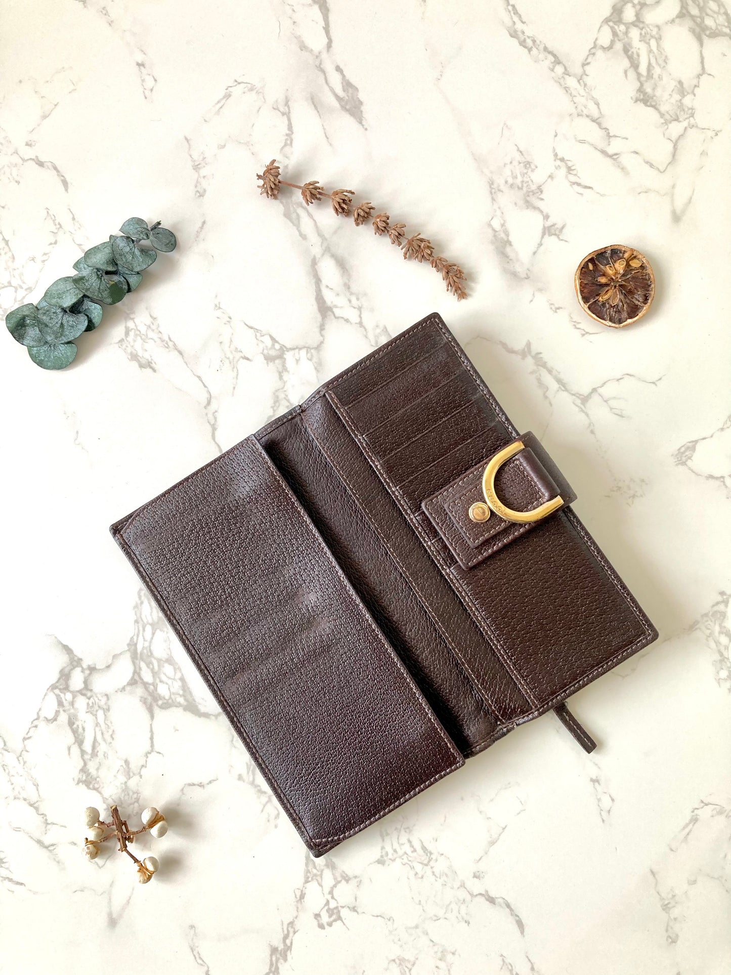 GUCCI Classic Brown Monogram Bi-fold Long Wallet