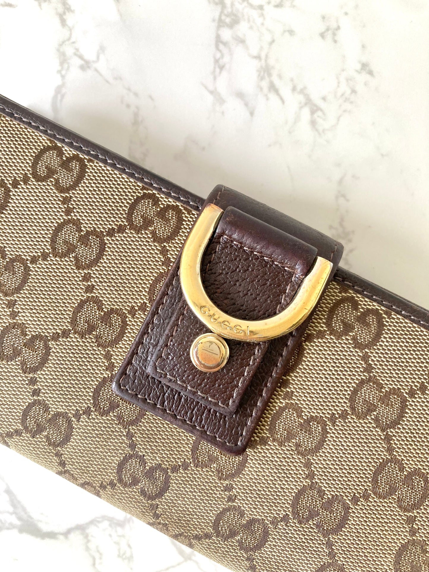 GUCCI Classic Brown Monogram Bi-fold Long Wallet