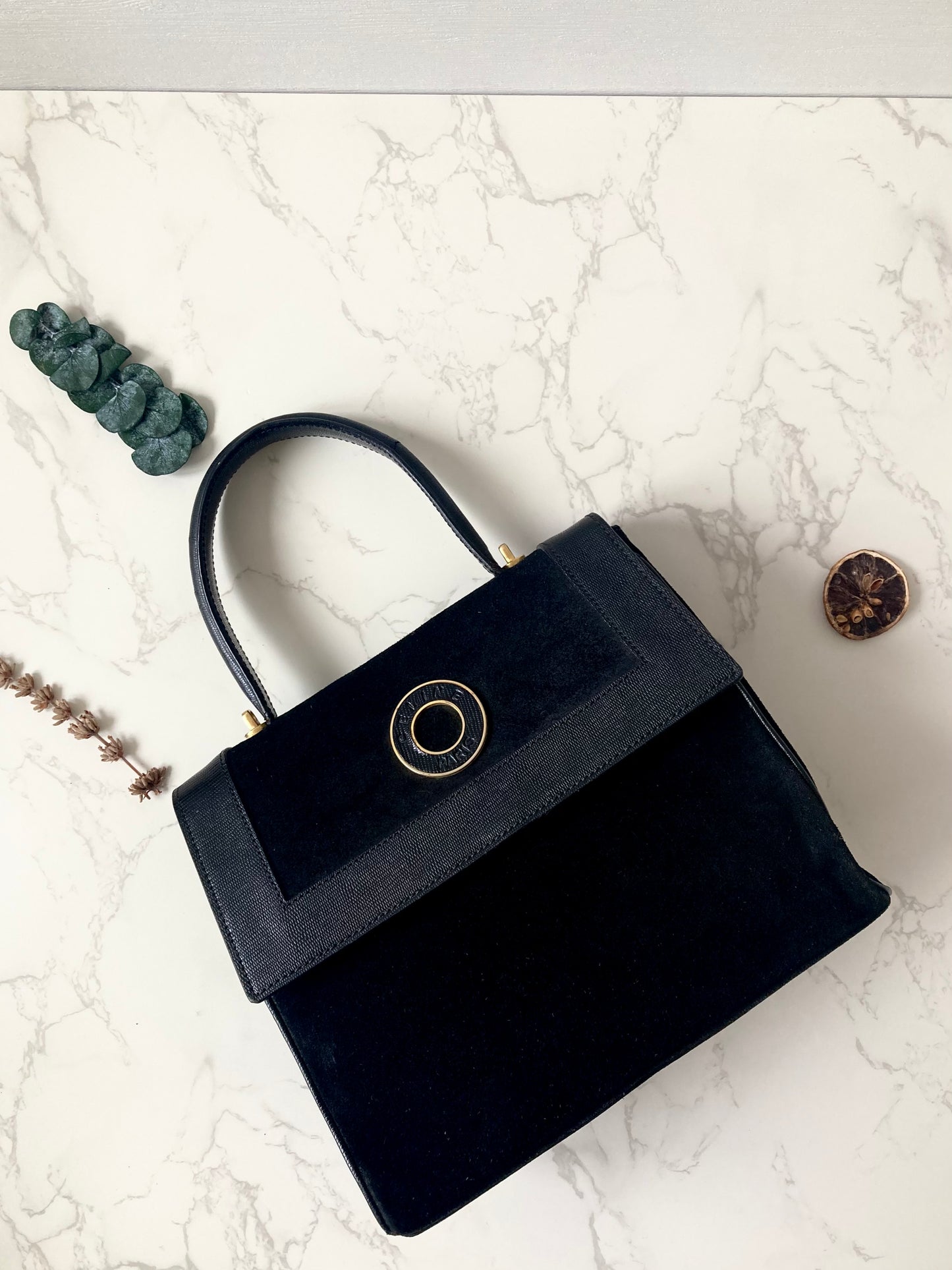 CELINE Rare Black x Gold Ring Two-way Bag