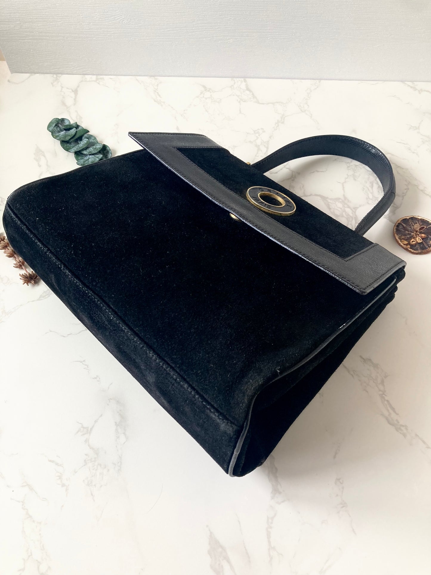 CELINE Rare Black x Gold Ring Two-way Bag