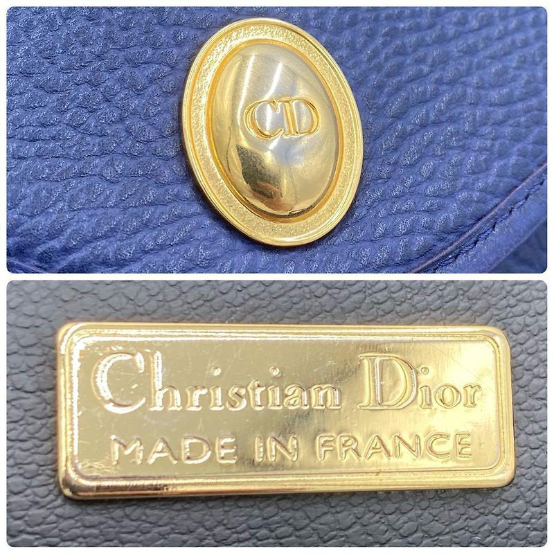 CHRISTIAN DIOR 稀有靛藍色金蛋皮革側背包/斜背包