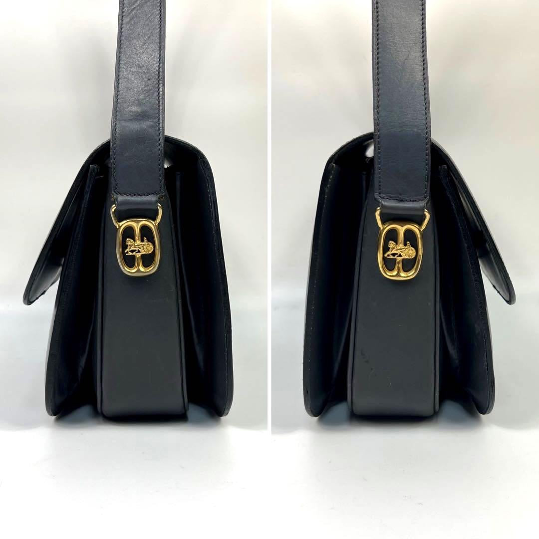 CELINE Black x Gold Horse Carriage Crossbody Bag
