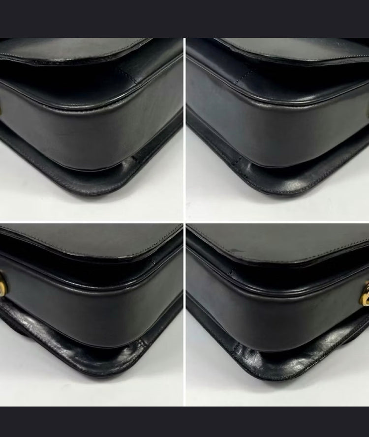 CELINE Black x Gold Horse Carriage Crossbody Bag