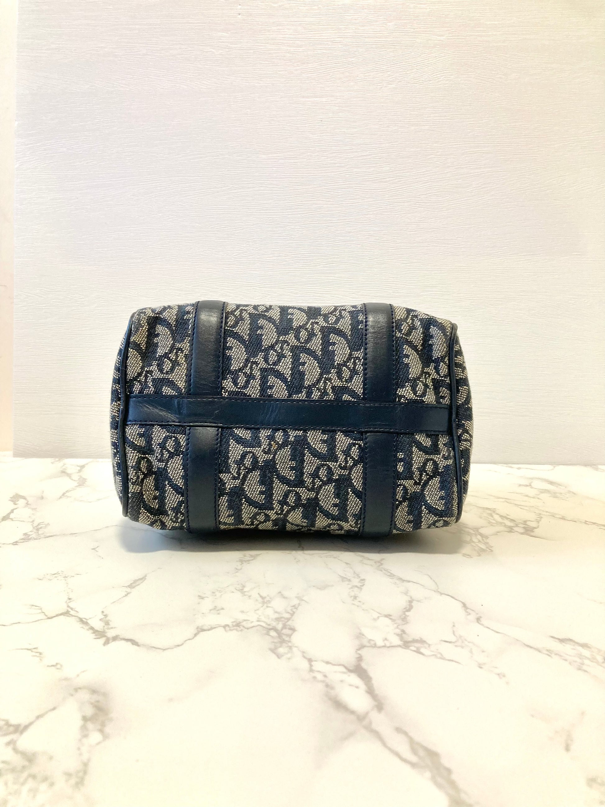 CHRISTIAN DIOR Navy Trotter Mini Boston Bag