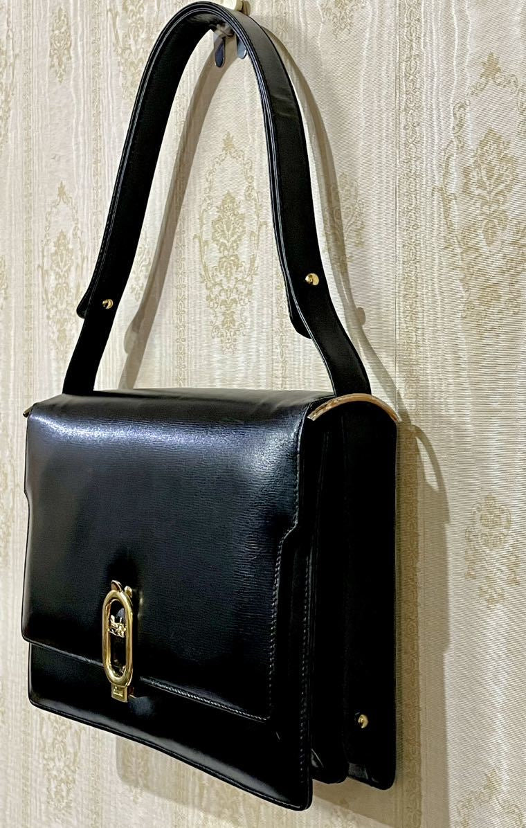 CELINE Black x Gold Horse Carriage Crossbody Bag
