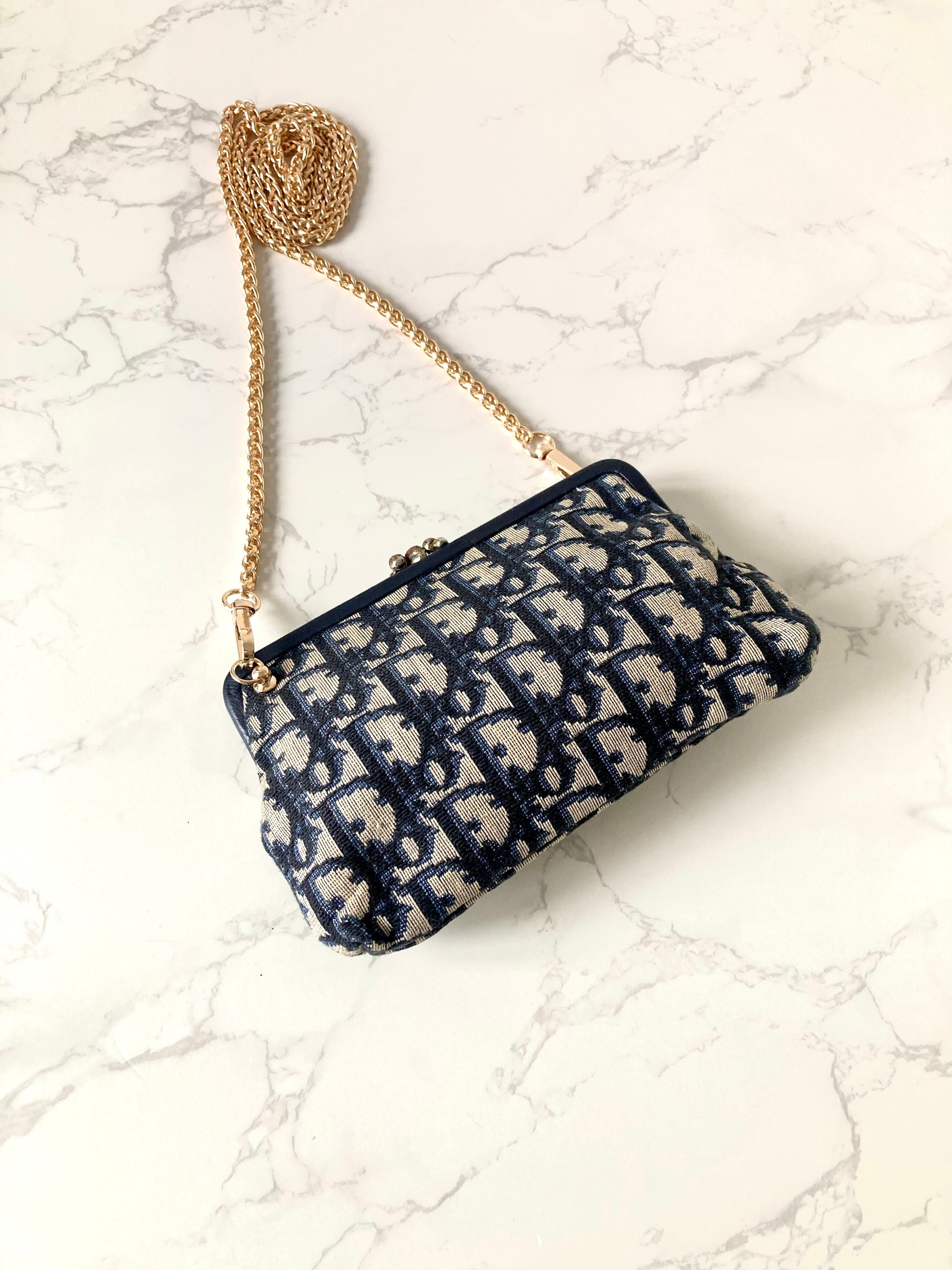 CHRISTIAN DIOR Navy Trotter Mini Pouch Crossbody