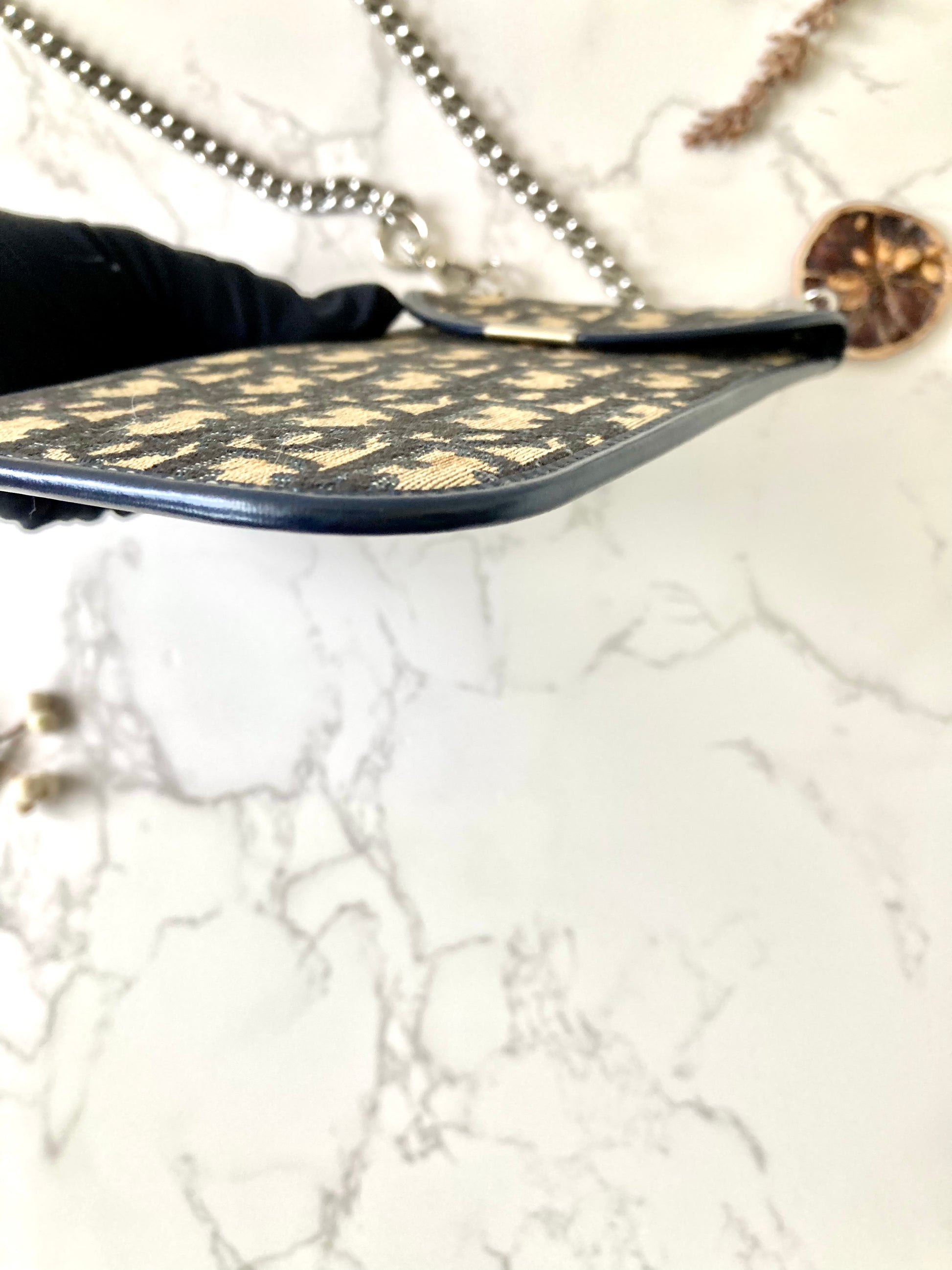 CHRISTIAN DIOR Navy Trotter Phone Case (Add-on Chain)