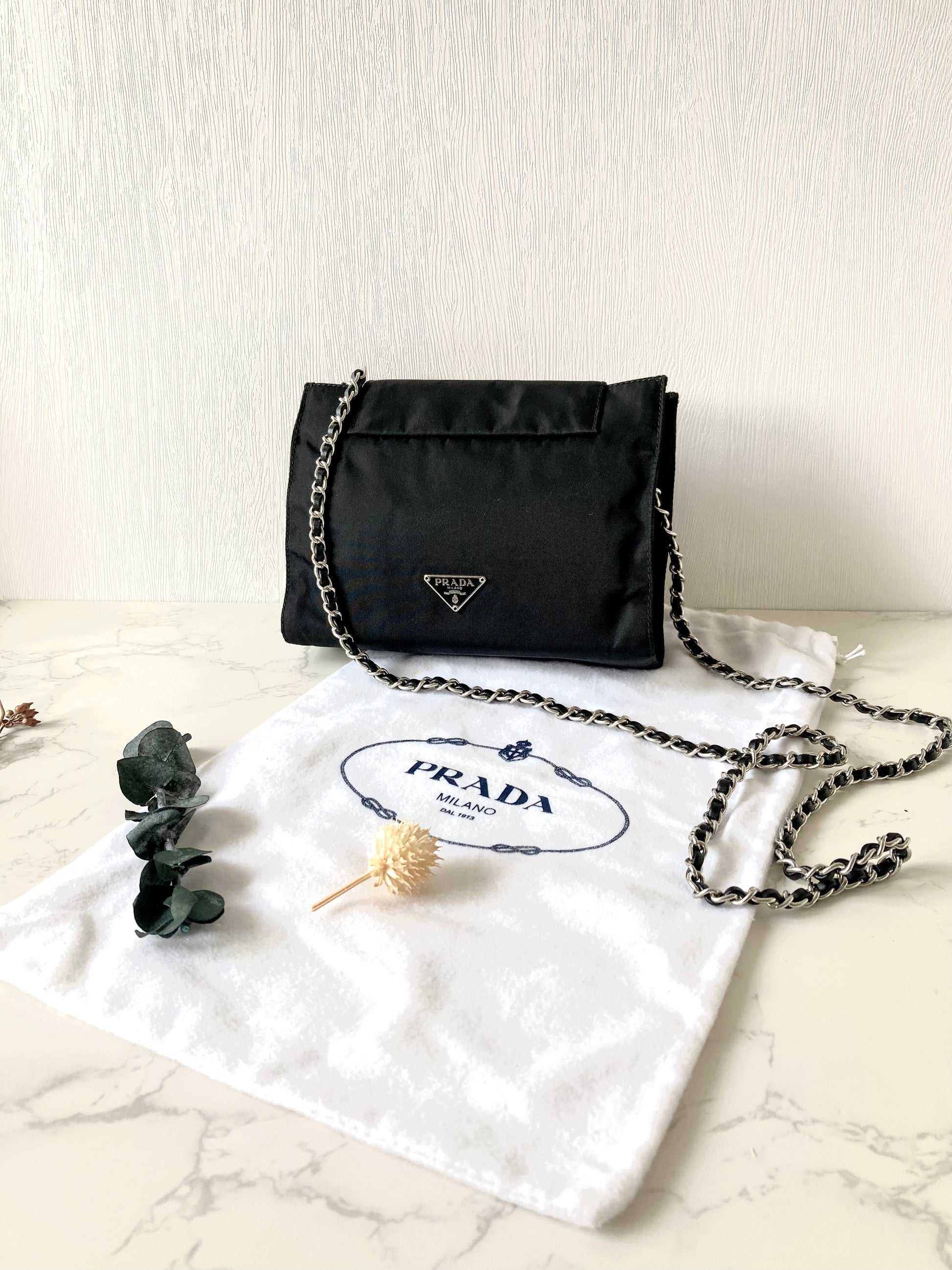 PRADA Tessuto Nylon Black Small Two-way Crossbody / Pouch Bag