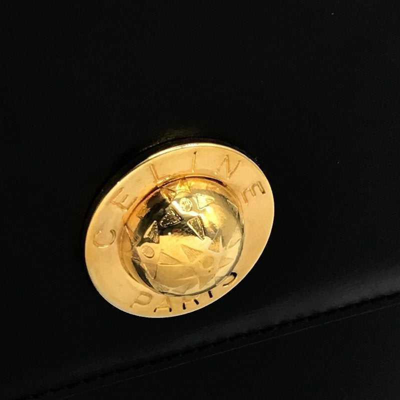CELINE 稀有星球黑金皮革凱莉手提包/手袋