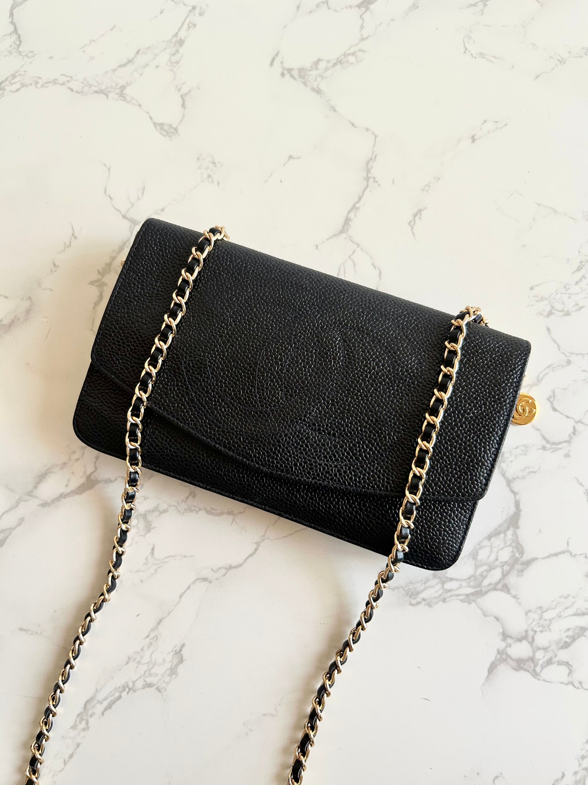 CHANEL Rare Black Caviar Chain WOC/Side Bag/Messenger Bag