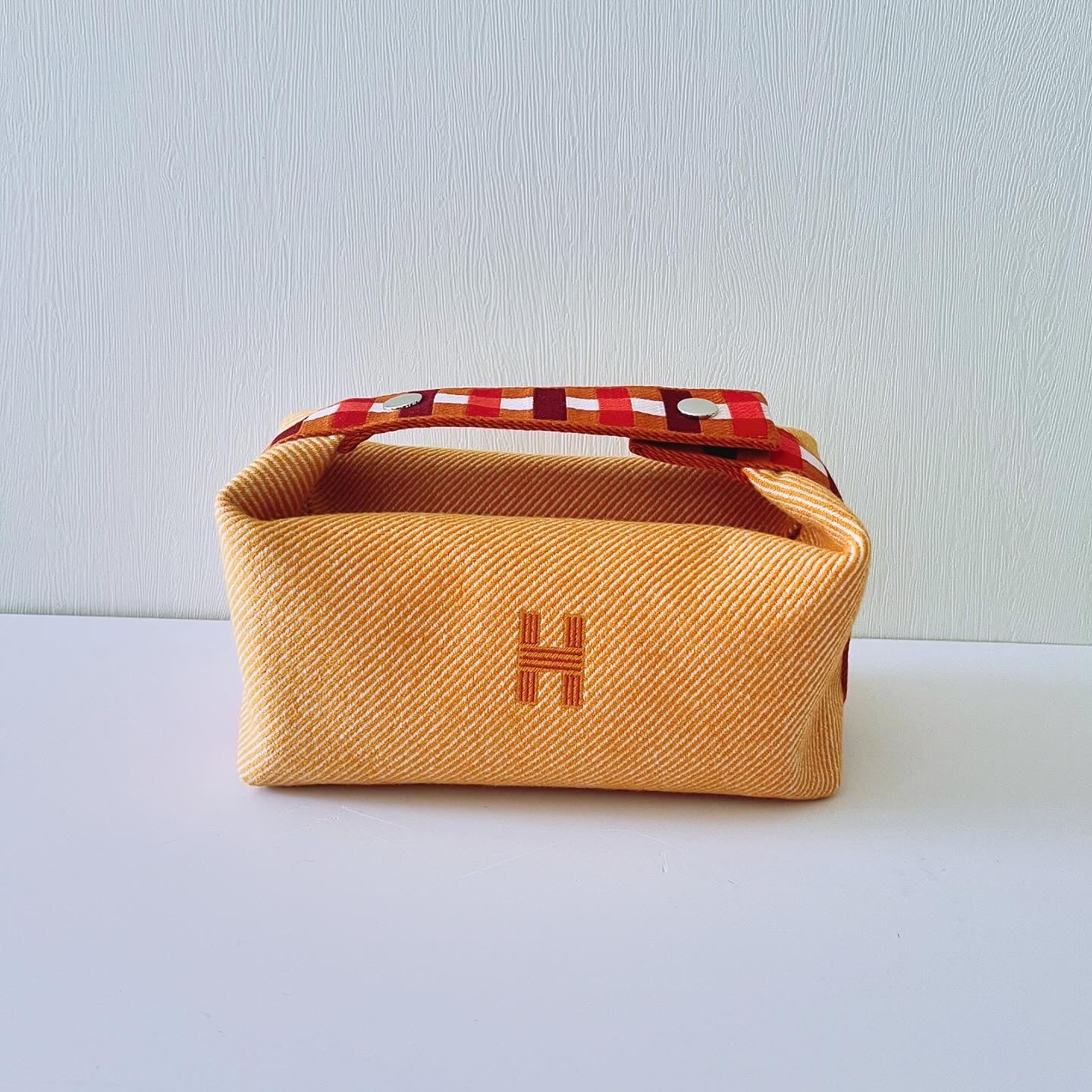 HERMES Brand New Bride-a-Brac au Carre case, small model 飯盒包細號 橙色絨面