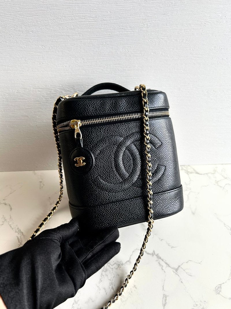 Chanel Black Caviar Cosmetic Box Bag Crossbody Bag Side Bag Shoulder Bag