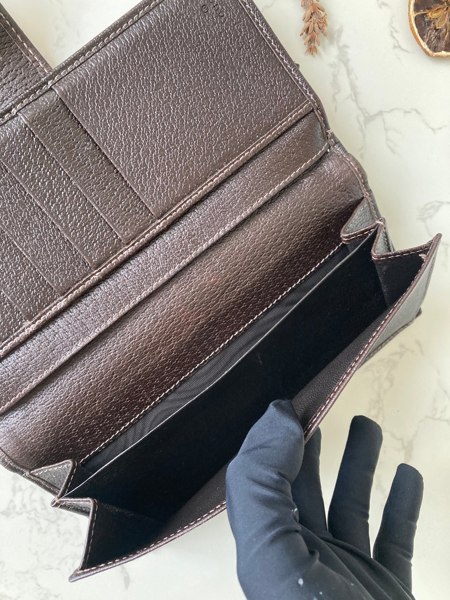 GUCCI Classic Brown Monogram Bi-fold Long Wallet