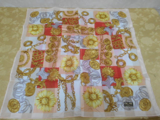 $3880 贈品 - CELINE向日葵金鏈帶方型絲巾 46x46cm