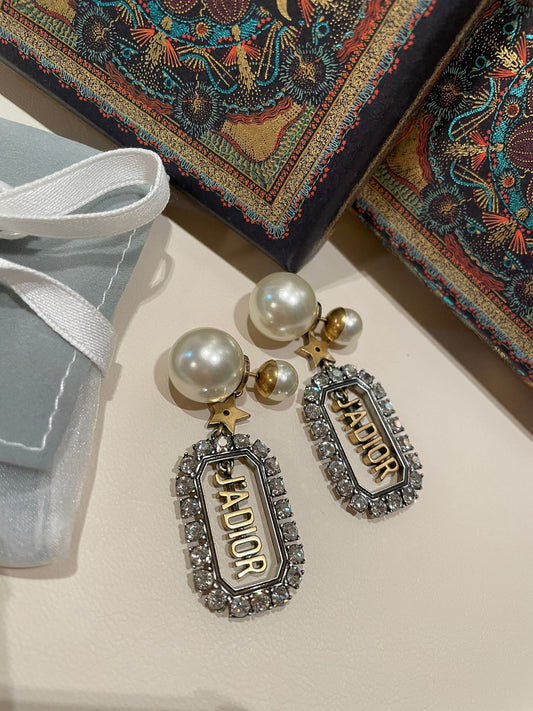 CHRISTIAN DIOR Rare Rhinestone Vintage Pearl Earrings