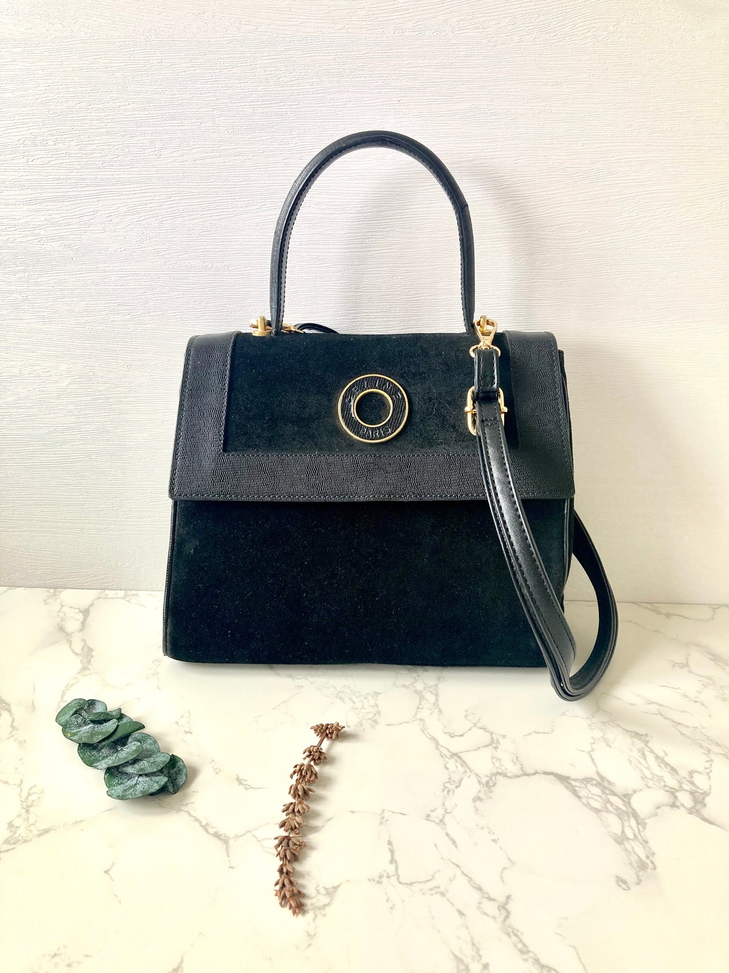 CELINE Rare Black x Gold Ring Two-way Bag
