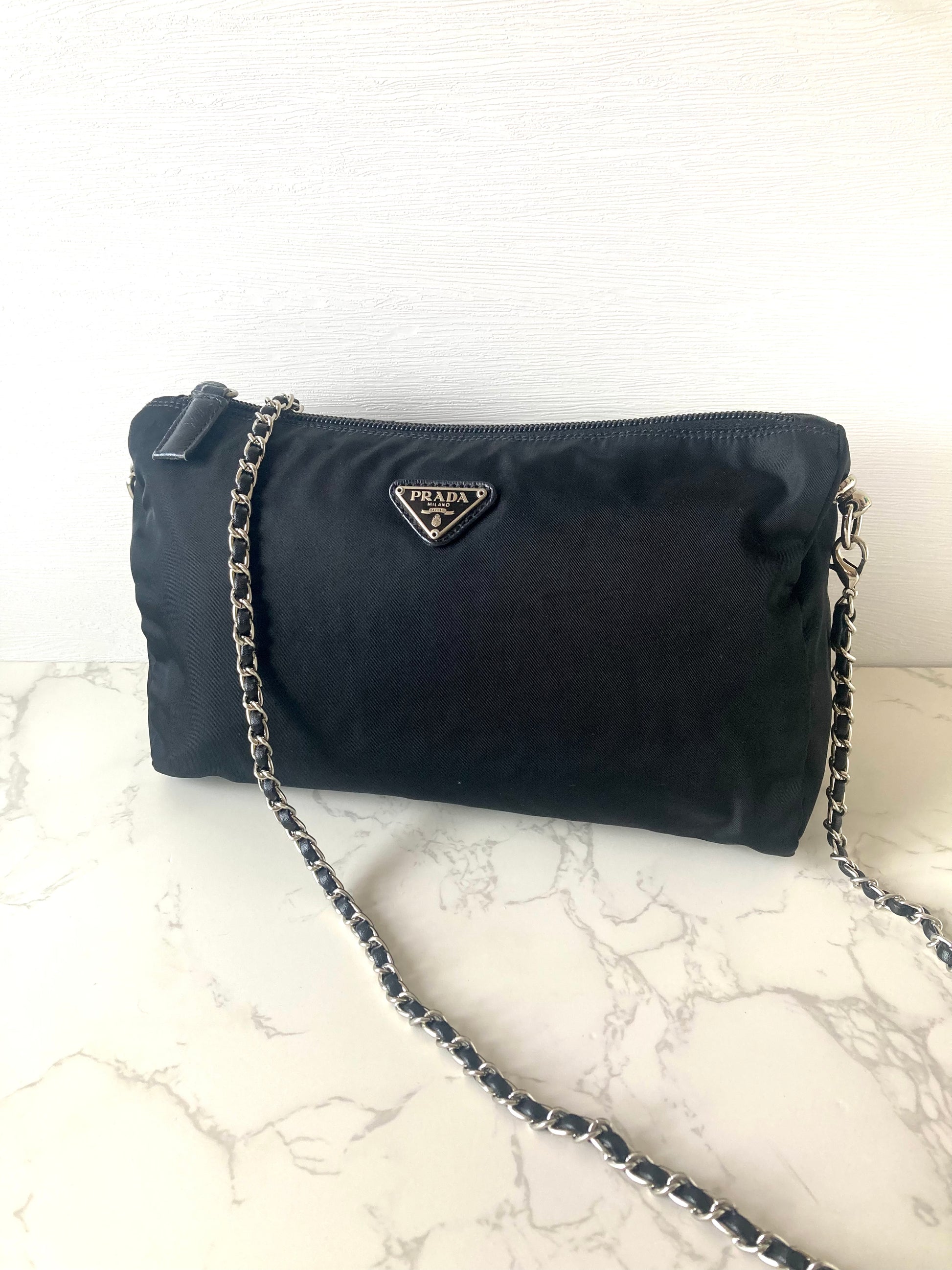 PRADA Tessuto Nylon Black Mini Two-way Crossbody / Pouch Bag