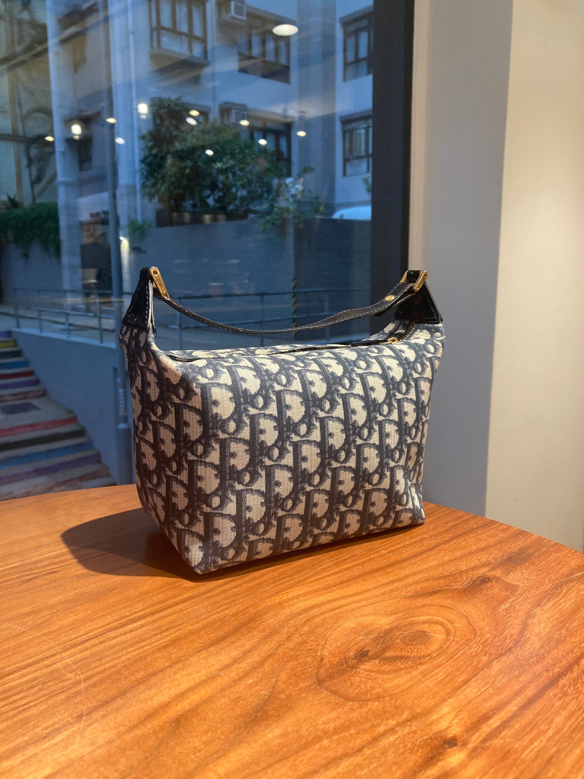CHRISTIAN DIOR Navy Trotter Monogram Lunch Box Bag