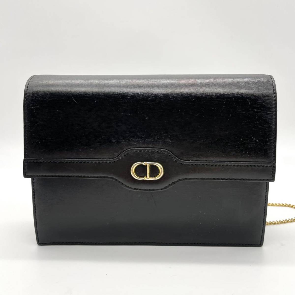 CHRISTIAN DIOR Black x Gold Minimalist Chain Bag