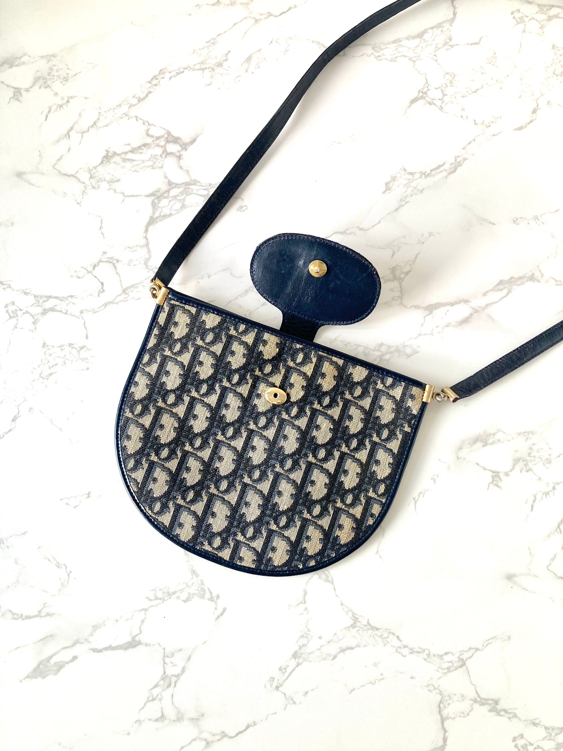 CHRISTIAN DIOR Navy Trotter Mini Bobby Crossbody Bag