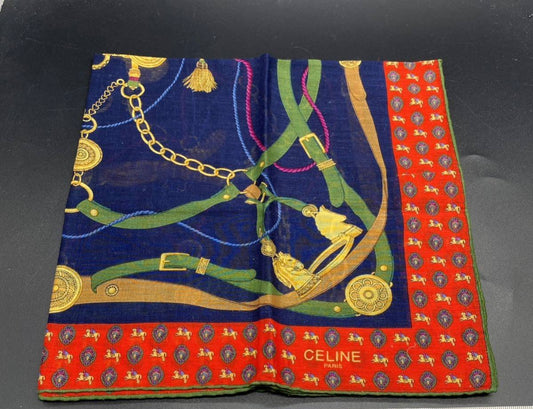 $3880 贈品 - CELINE紅藍鏈條帶方型絲巾 46x46cm