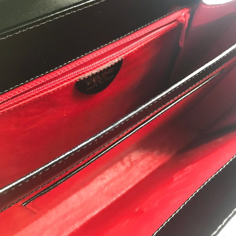 CELINE 稀有星球黑金皮革凱莉手提包/手袋