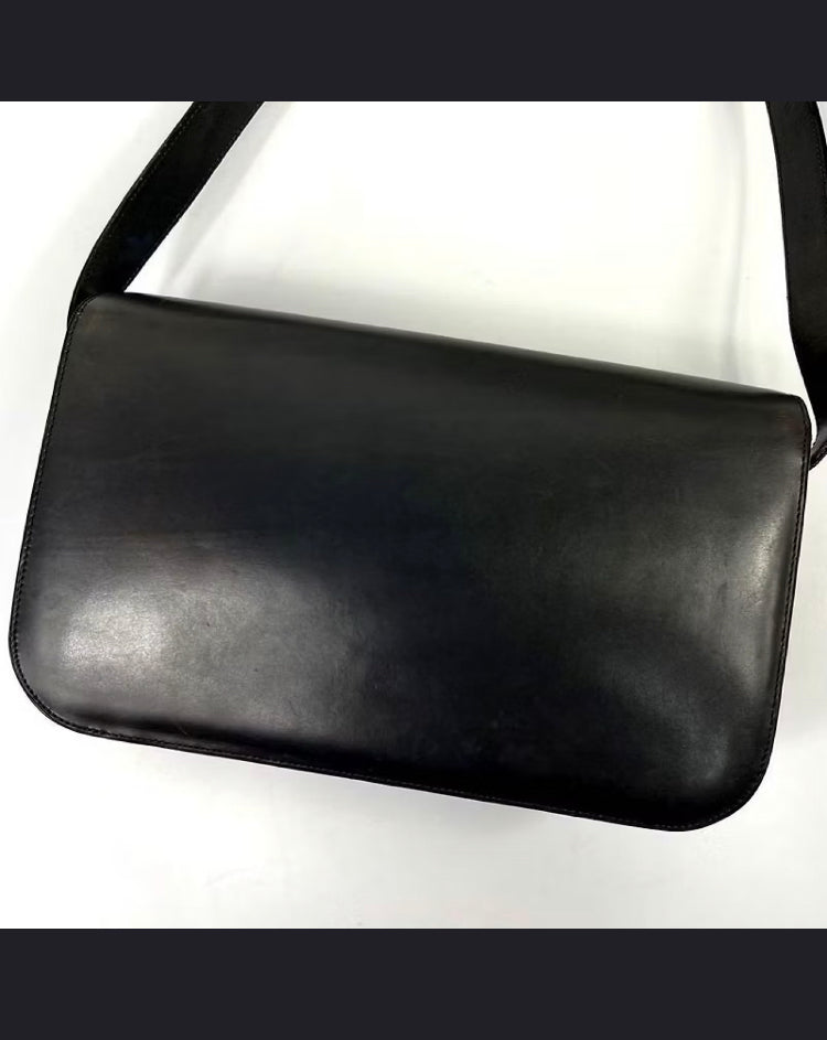 CELINE Black x Gold Horse Carriage Crossbody Bag