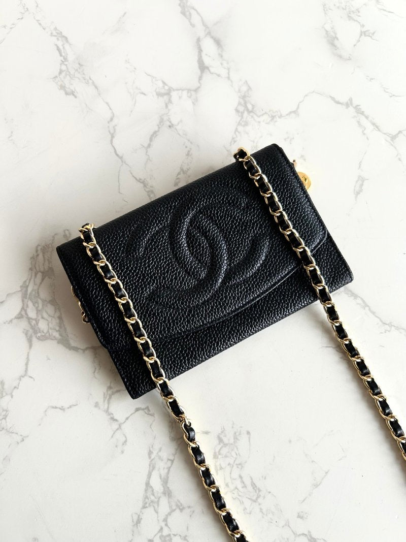 Chanel Black Caviar Small Bag/Slant Bag/Side Bag/Wallet