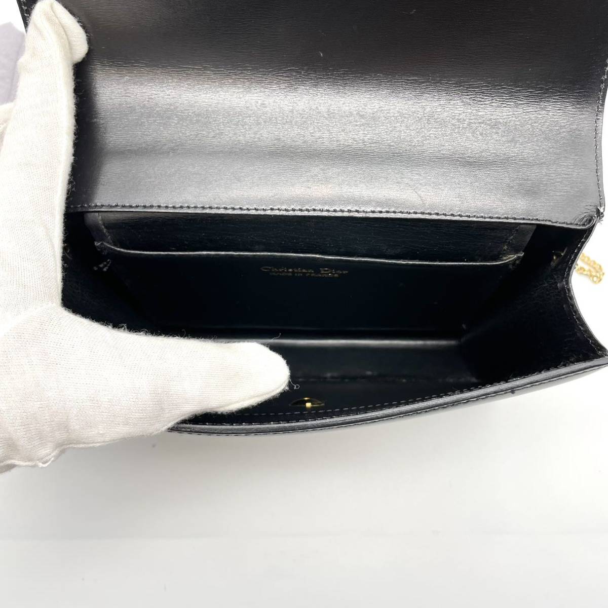 CHRISTIAN DIOR Black x Gold Minimalist Chain Bag
