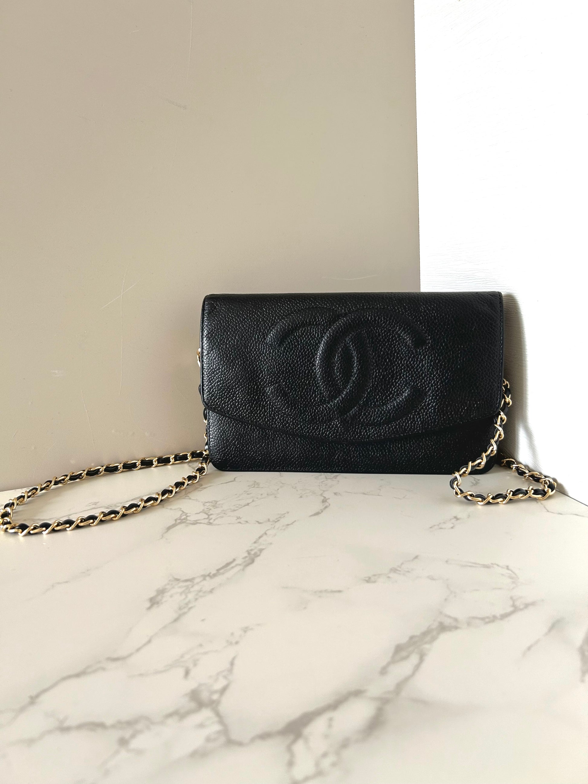 CHANEL Rare Black Caviar Chain WOC/Side Bag/Messenger Bag