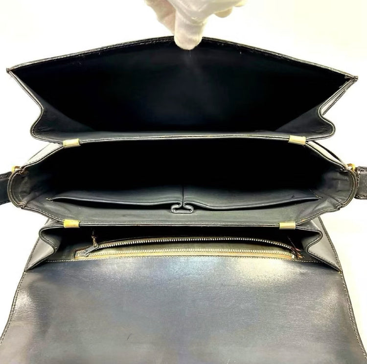CELINE Black x Gold Horse Carriage Crossbody Bag