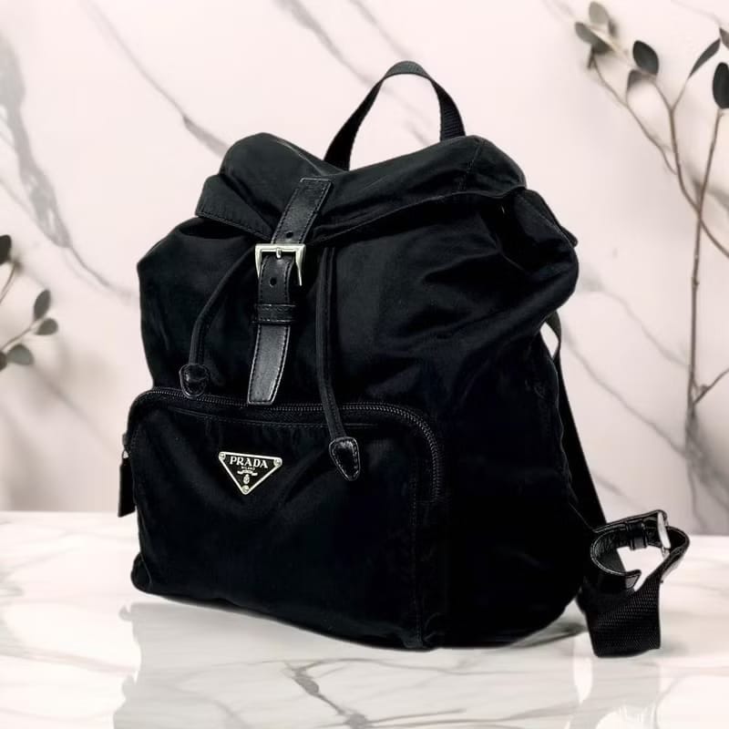 【LA LUNE】Second-hand Prada black triangle nylon shoulder bag/backpack/backpack