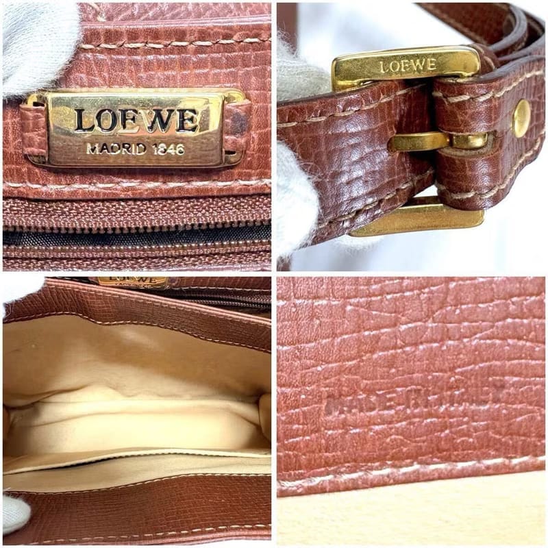Loewe coffee color rotating buckle shoulder bag/oblique bag/side bag