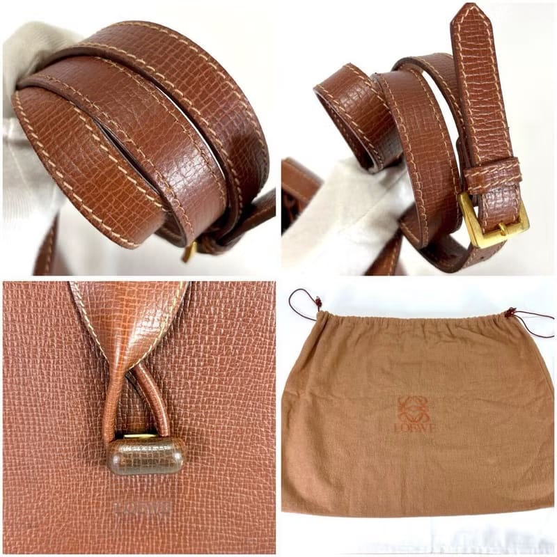 Loewe coffee color rotating buckle shoulder bag/oblique bag/side bag