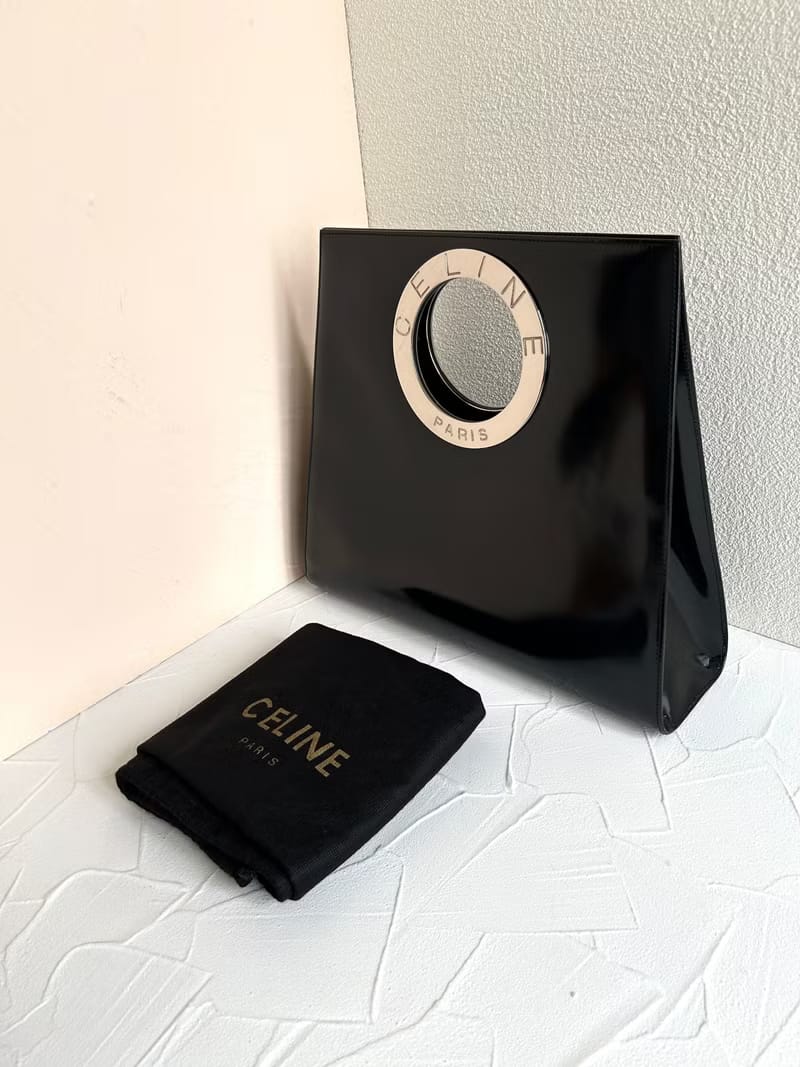 Celine黑銀色大圓環托特包/手提包/手挽包