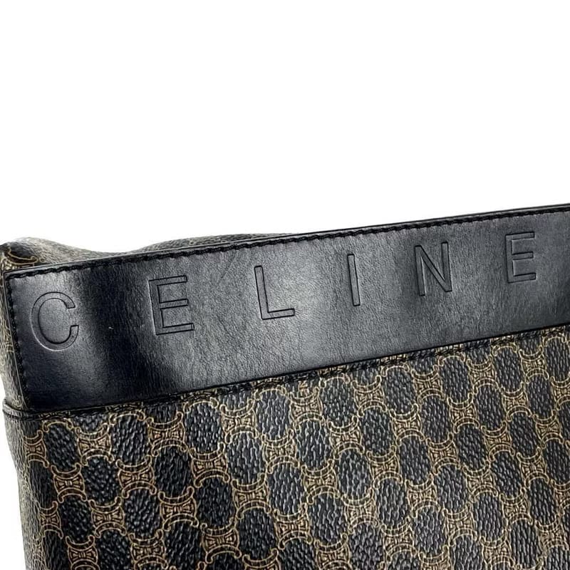 Celine黑色老花皮革托特包/手提包