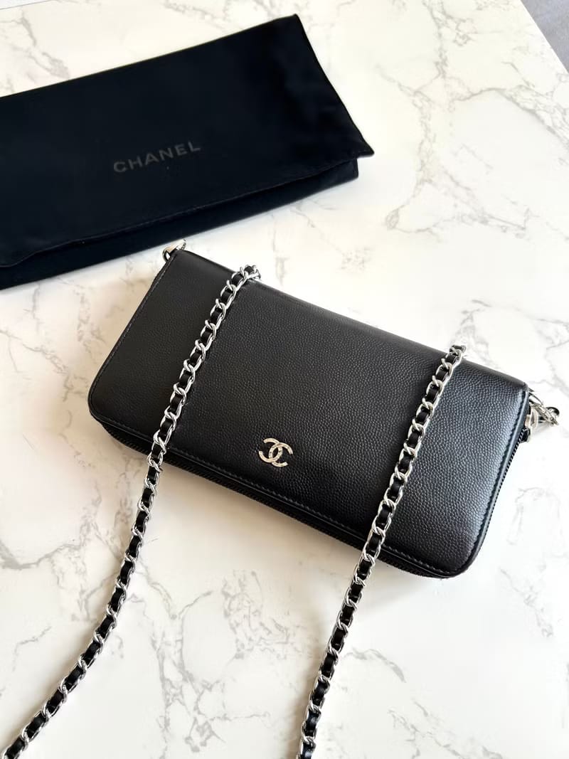 Chanel Black WOC Leather Side Bag/Messenger Bag