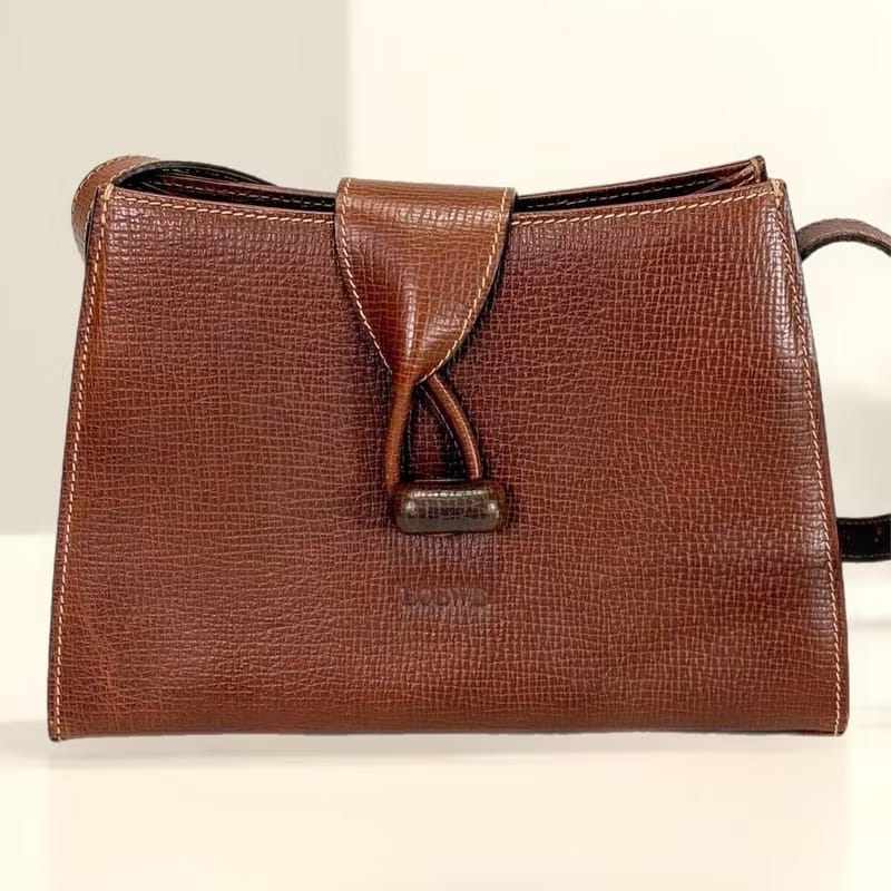 Loewe coffee color rotating buckle shoulder bag/oblique bag/side bag