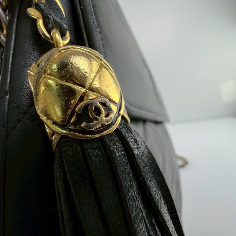Chanel black tassel flap bag/oblique bag/shoulder bag/side bag