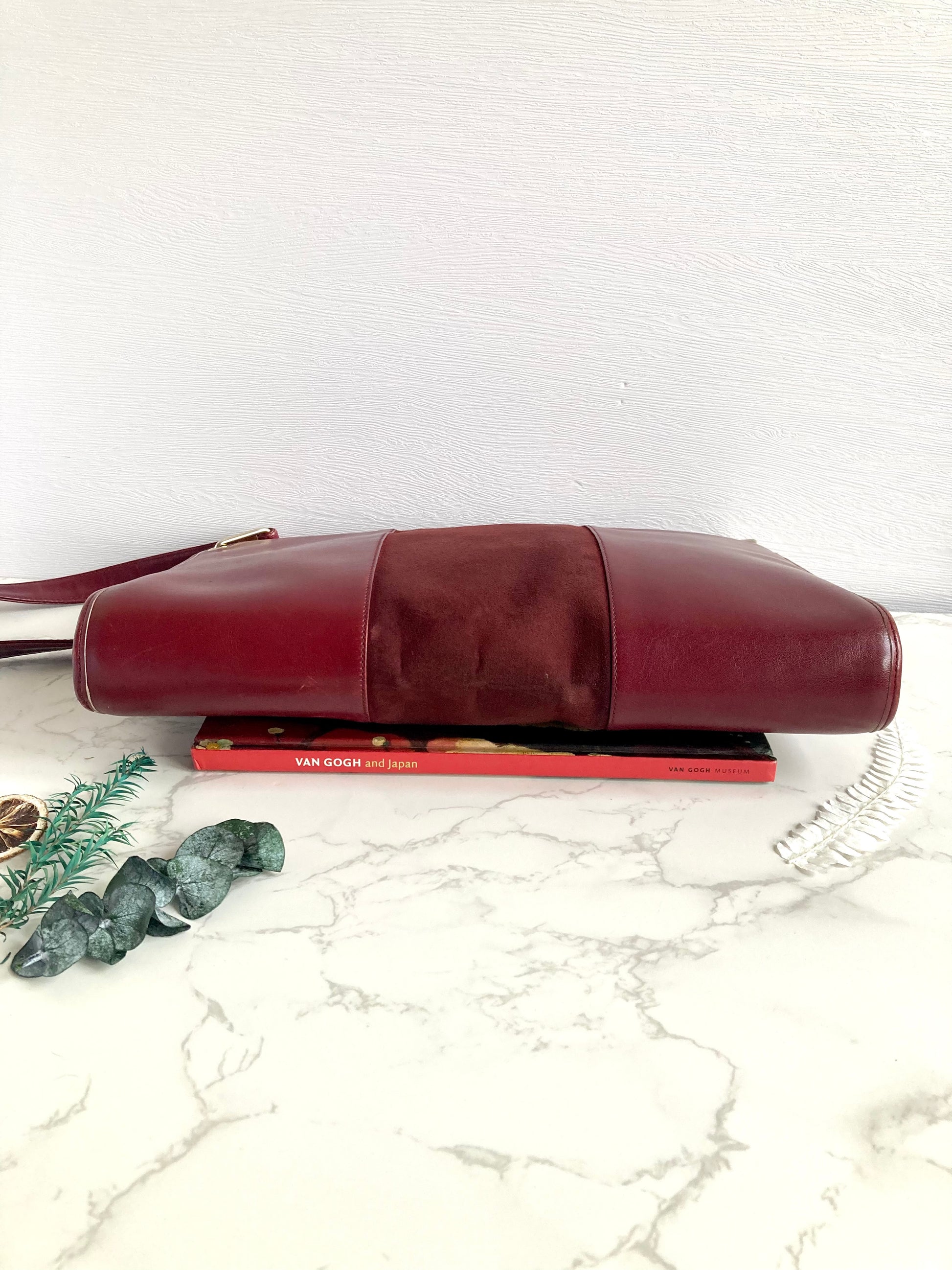 CHRISTIAN DIOR Burgundy Leather Two-way Bag