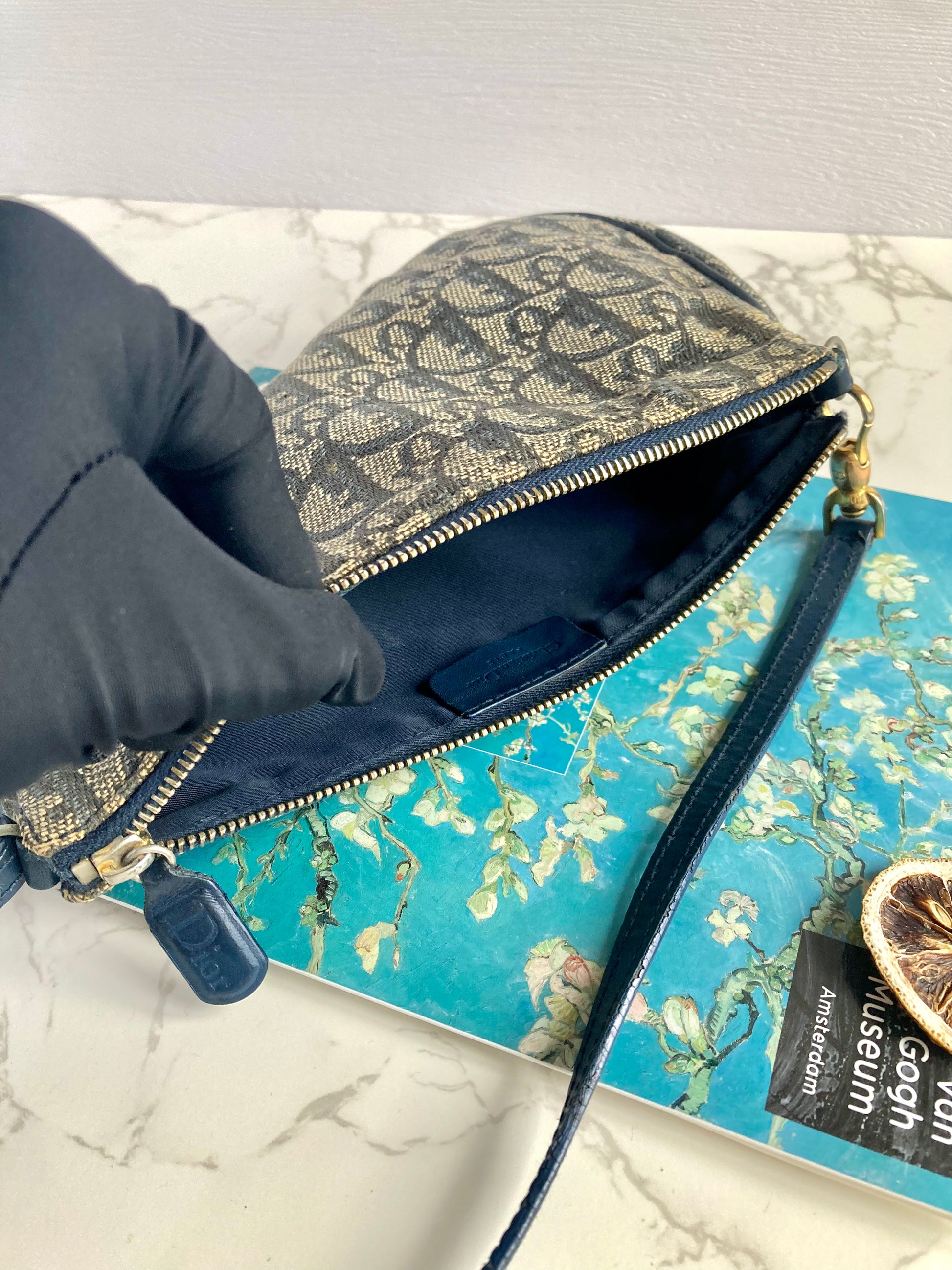 CHRISTIAN DIOR Navy Trotter Saddle Shoulder Bag