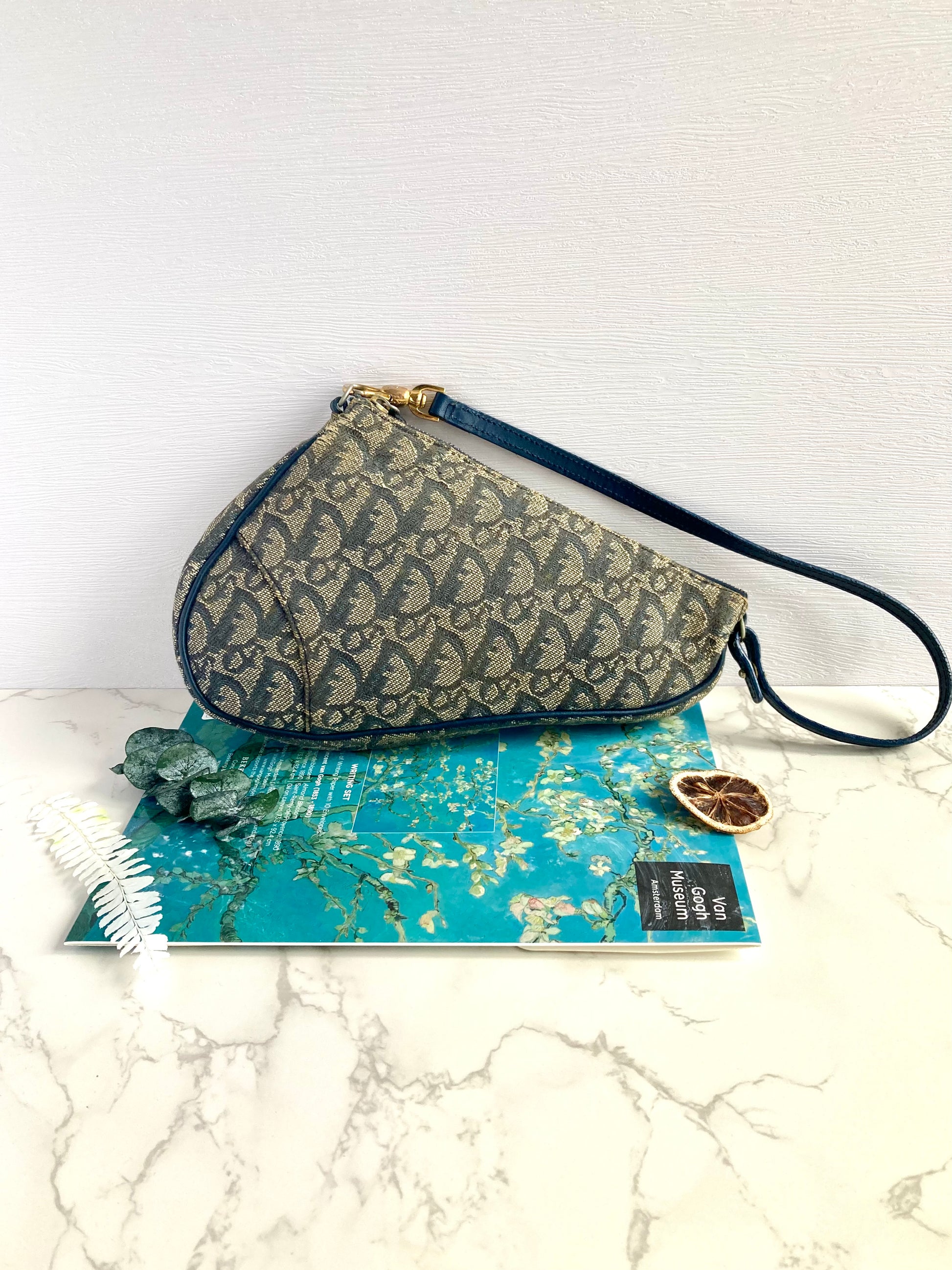CHRISTIAN DIOR Navy Trotter Saddle Shoulder Bag